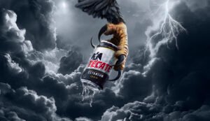 Lata de Tecate Titanium en primer plano con acabado metálico y branding clásico