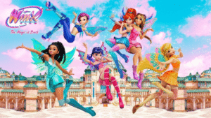 Captura del mundo de Alfea en Roblox con avatares personalizables inspirados en Winx Club.