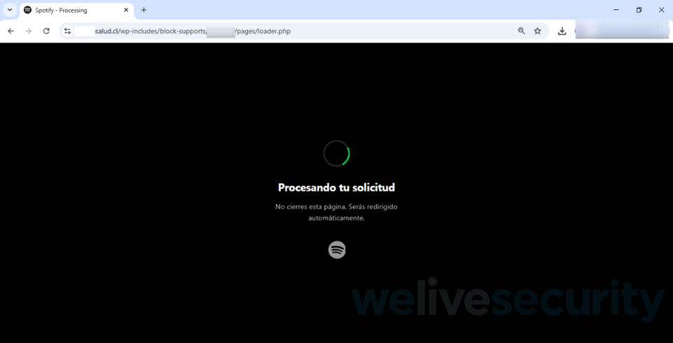 Alerta de seguridad sobre páginas falsas de Spotify usadas para phishing en dominios legítimos de empresas latinoamericanas
