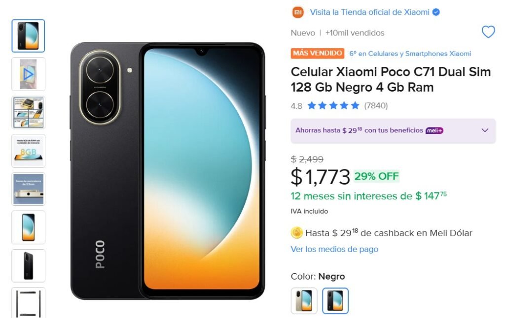 Xiaomi Poco C71 pantalla 120Hz barato Mercado Libre th1nk deals