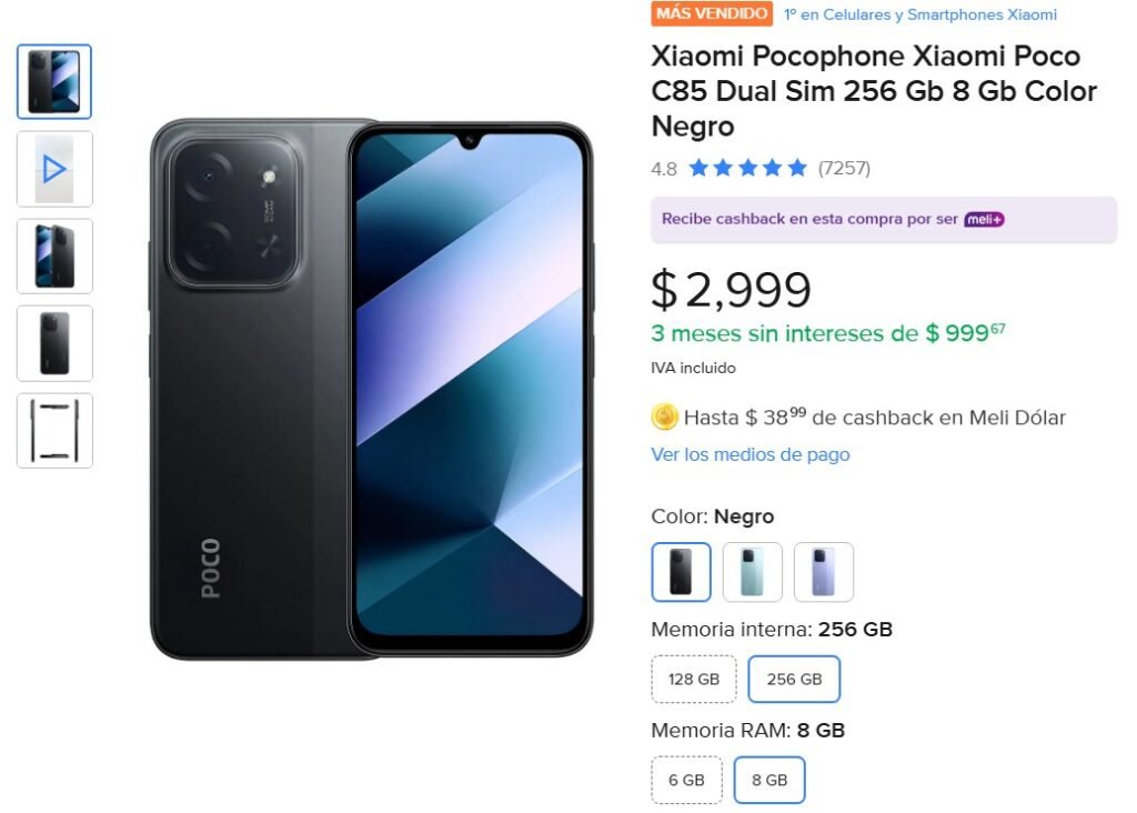 Poco C85 8GB RAM 256GB barato Mercado Libre th1nk deals