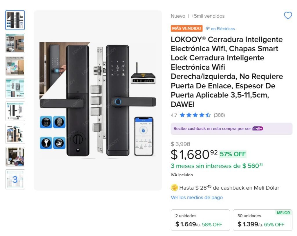 cerradura inteligente wifi con huella codigo y control remoto