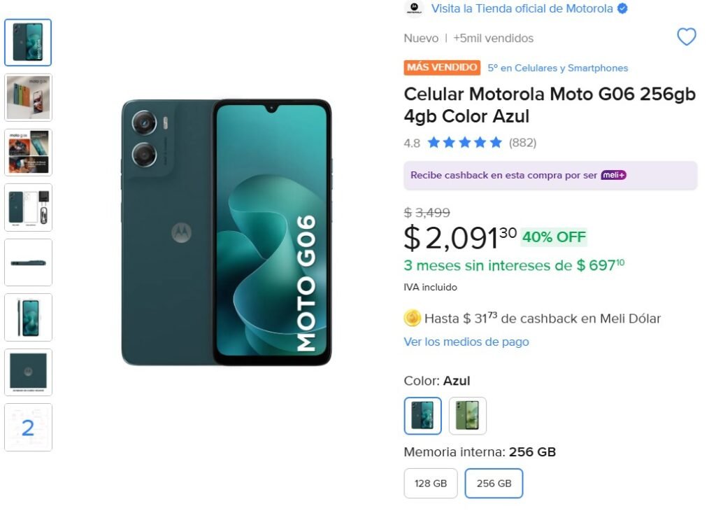 Motorola Moto G06 256GB azul barato en Mercado Libre th1nk deals