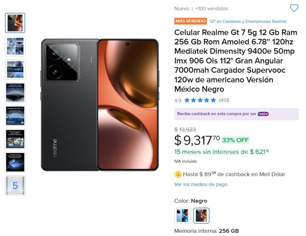 Realme GT 7 potente 5G barato Mercado Libre th1nk deals