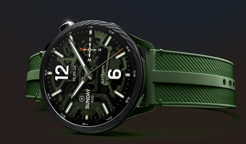 Xiaomi Watch S5 verde con pantalla circular y correa deportiva