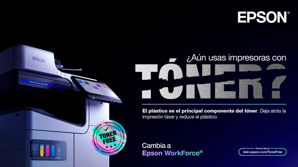 Gráfico promocional con el logotipo toner free y un llamado a dejar el láser.